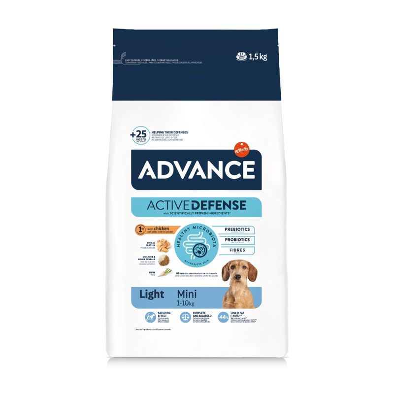 ADVANCE DOG MINI LIGHT POLLO Y ARROZ 1,5 KG.