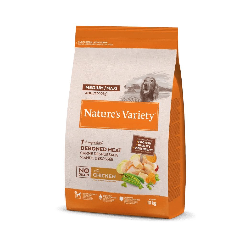 NATURE VARIETY DOG NO GRAIN ADULT MED/MAX CHICKEN 10KG