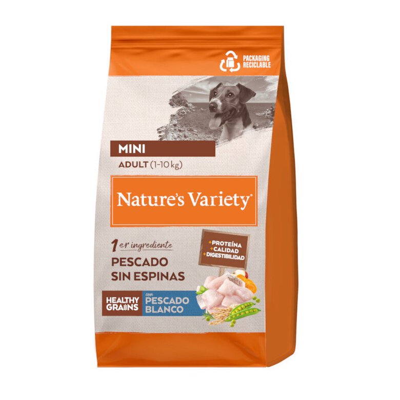 NATURE VARIETY DOG GRAIN MINI ADULTO WHITE FISH 1,5 KG