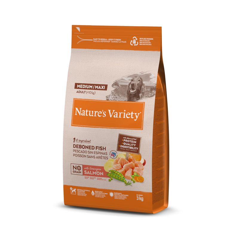 NATURE VARIETY DOG NO GRAIN MEDIUM/MAXI SALMON 3KG