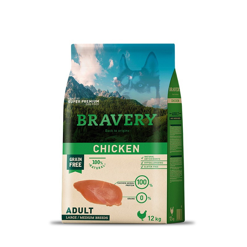 BRAVERY LARGE/MEDIUM ADULT CHICKEN 12KG